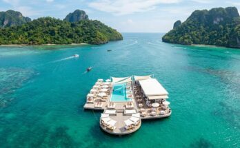 Yona Beach Club Phuket floating pool aerial view