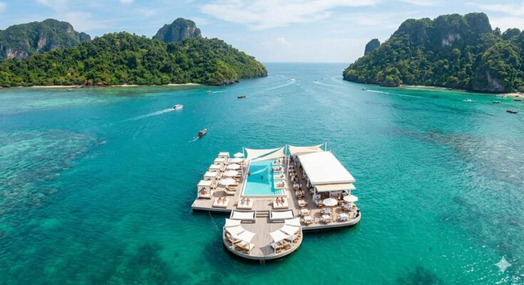 Yona Beach Club Phuket floating pool aerial view