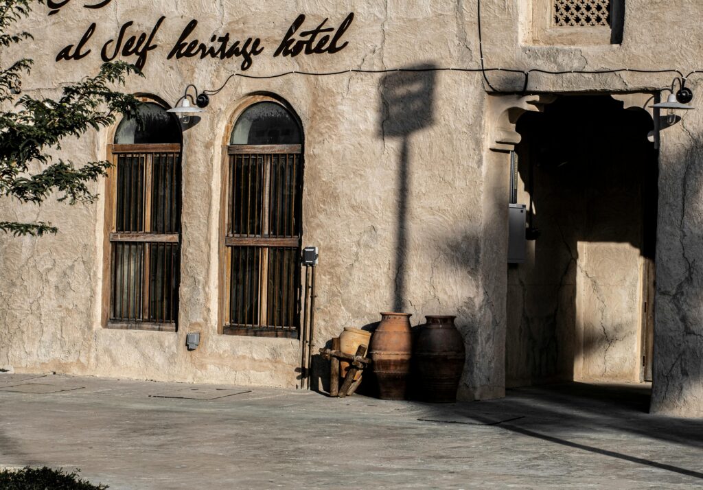 "Al Seef Heritage district Dubai Creek view"