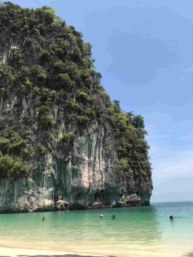 Yona Beach Koh Lanta Thailand clear water and dramatic limestone karst formation